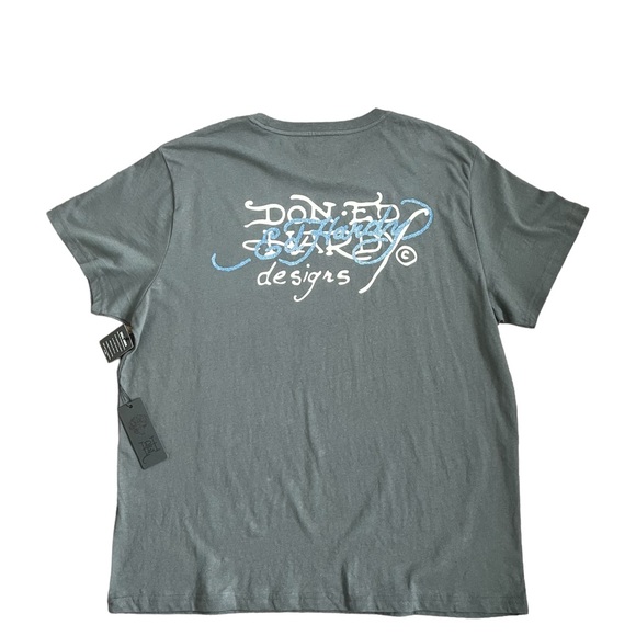 NWT Ed Hardy Embellished Skull Eagle T-shirt Men’s Large Charcoal Gray Y2K - Picture 2 of 8